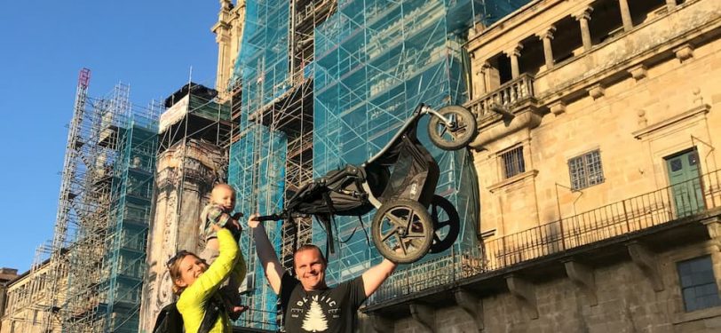 Celebrating their arrival to Santiago de Compostela