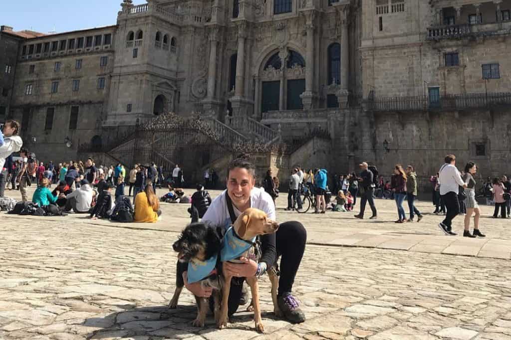 Perregrinos del mundo en la plaza del obradoiro